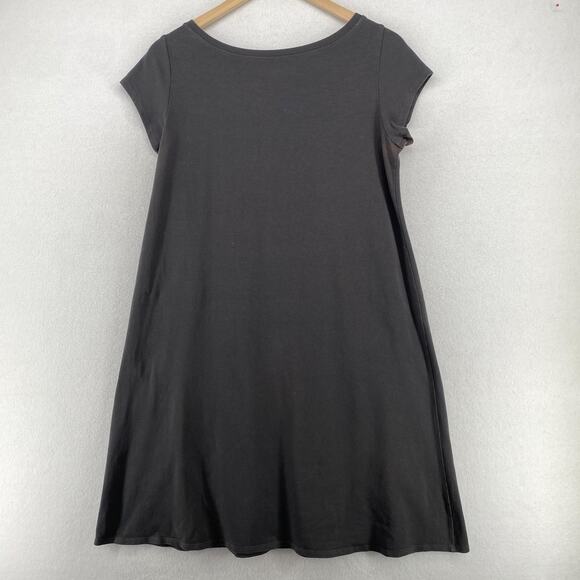 EILEEN FISHER Dress M Stretch Organic Cotton Jersey Short Sleeve Gray USA - Picture 2 of 14